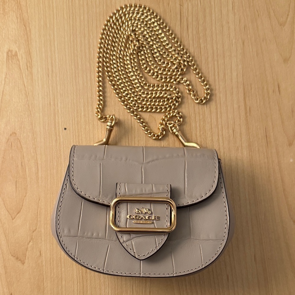 Coach Taupe Mini Bag with Gold Chain